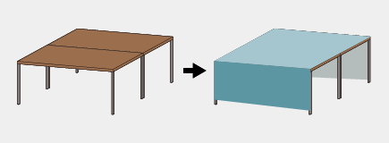 会議机を二つ並べて、一つの机として利用